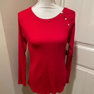 Lauren Ralph Lauren Gold Button Detail Top